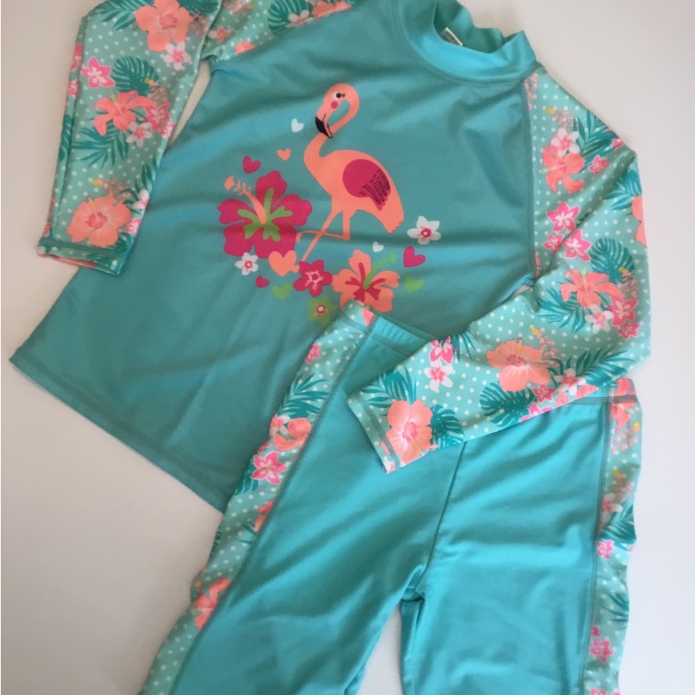 2 pc. Short Set. Girls size 6 Aqua/floral. Stretchy. Lightweight/cool.